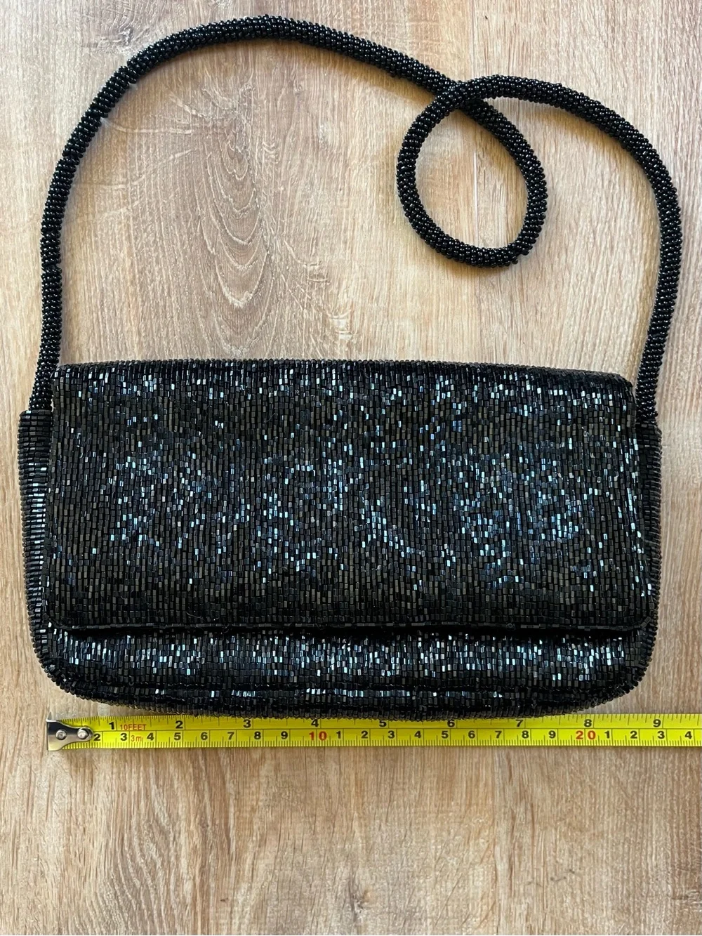 Black Beaded Evening Shoulder Bag